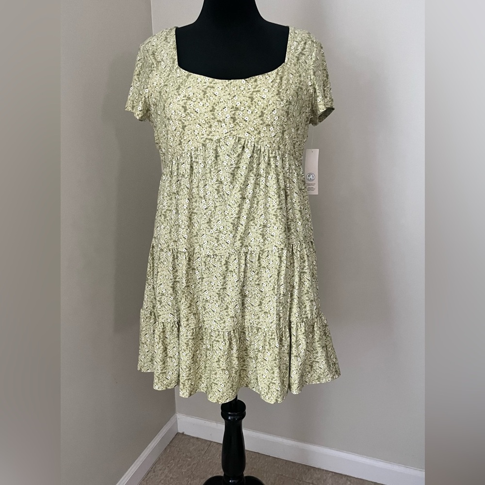 No Boundaries Green Floral Mini Dress